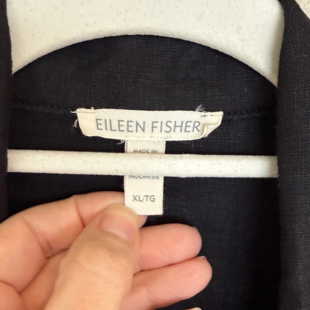 Eileen Fisher Organic Linen Long Blazer Black XL - Picture 10 of 13